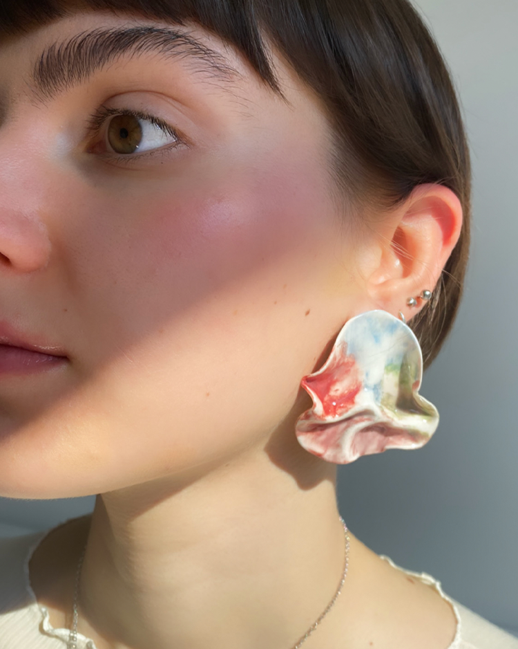 Porcelain earrings handmade pepaflaca