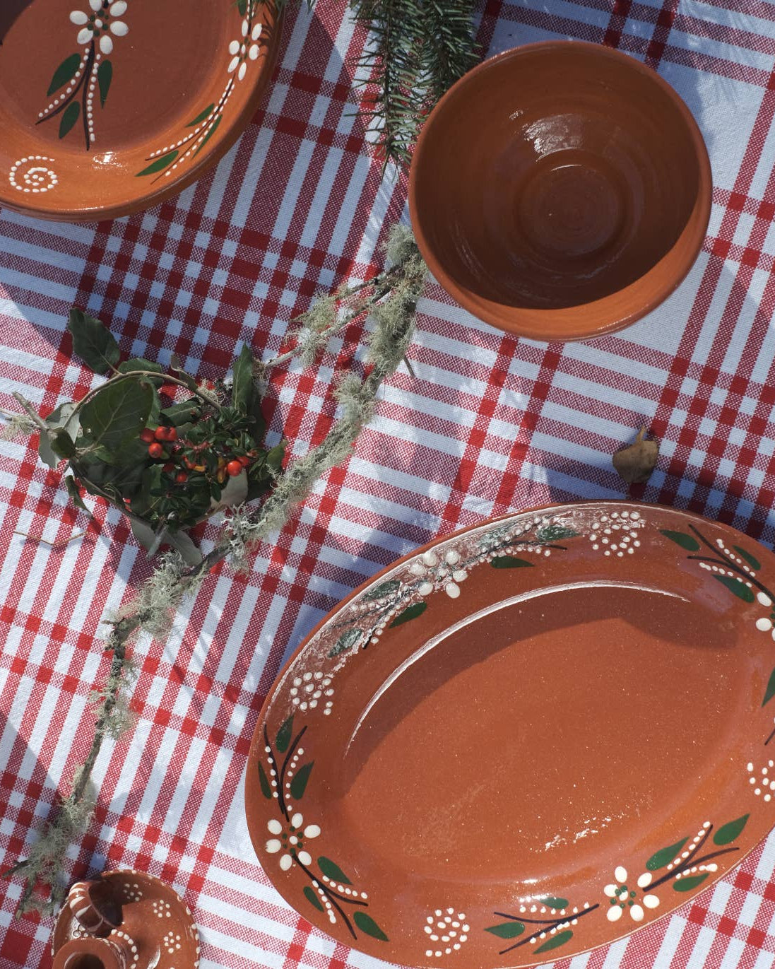 Hand-painted clay tray