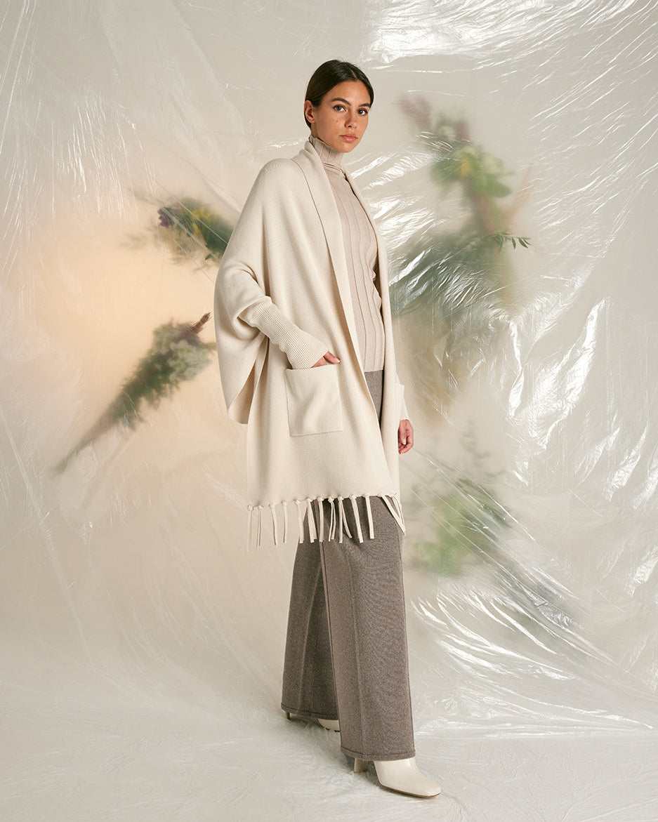 Pockets & Fringes wool cape