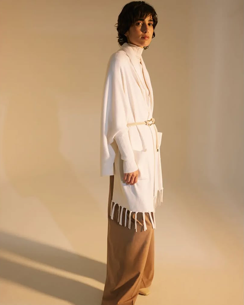 Pockets & Fringes wool cape