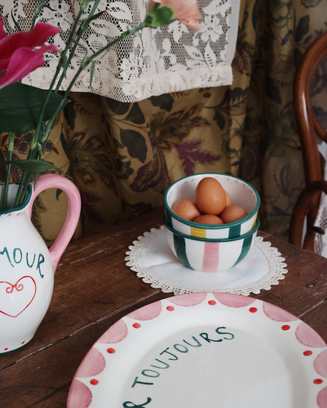 L’amour cereal bowl pink & green