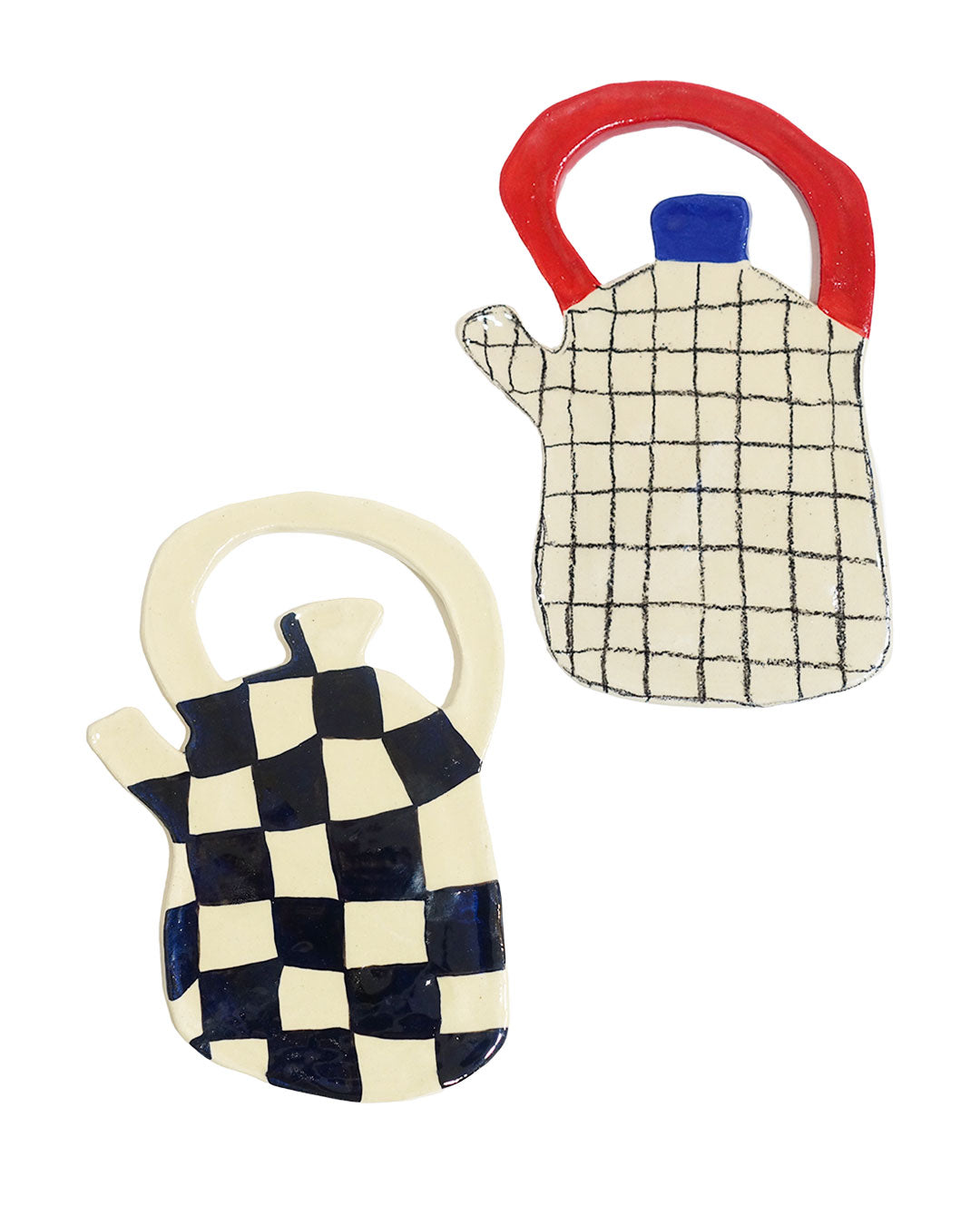 Teapot trivet - black and white checkered