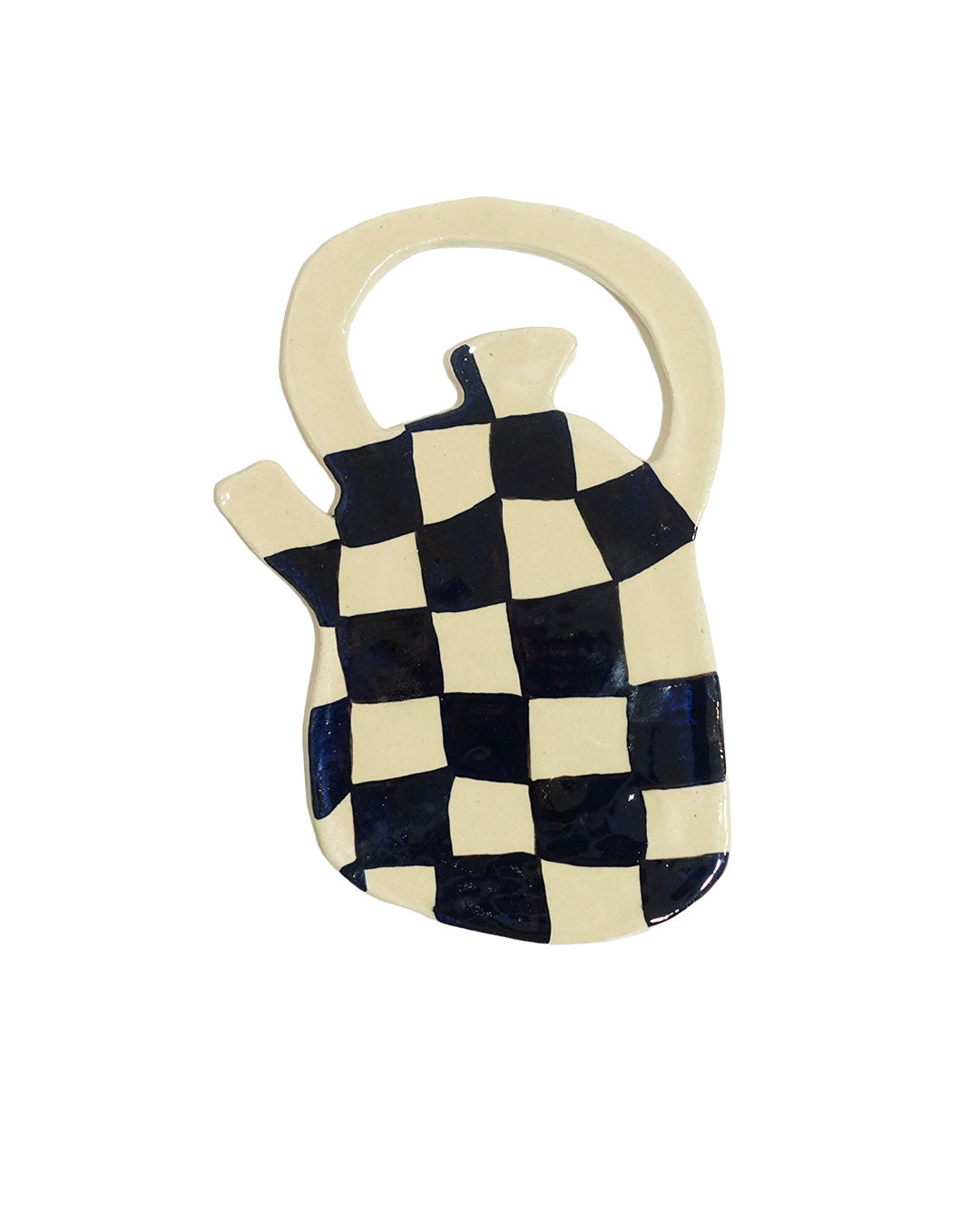 Teapot trivet - black and white checkered