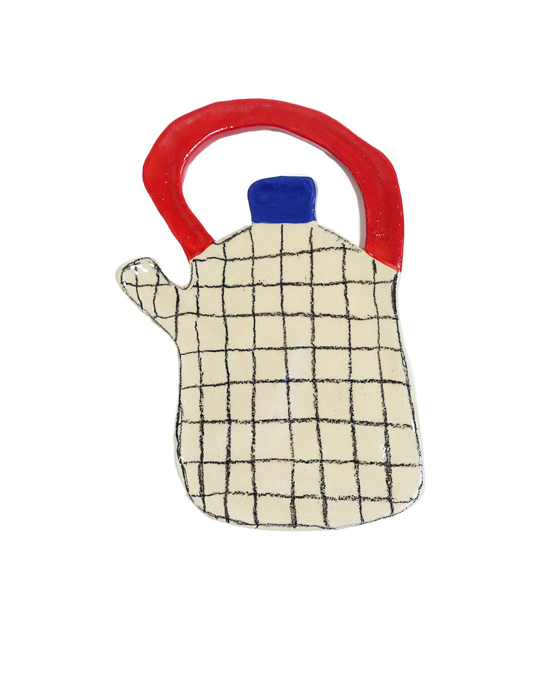 Teapot trivet - red handle with black lines