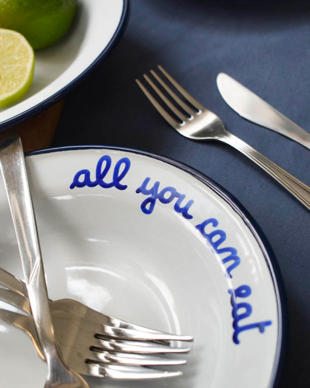 Hand written - vintage style enamel deep plate - Alt Means Old