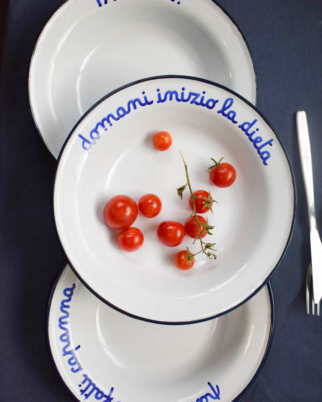 Hand written - vintage style enamel deep plate - Alt Means Old
