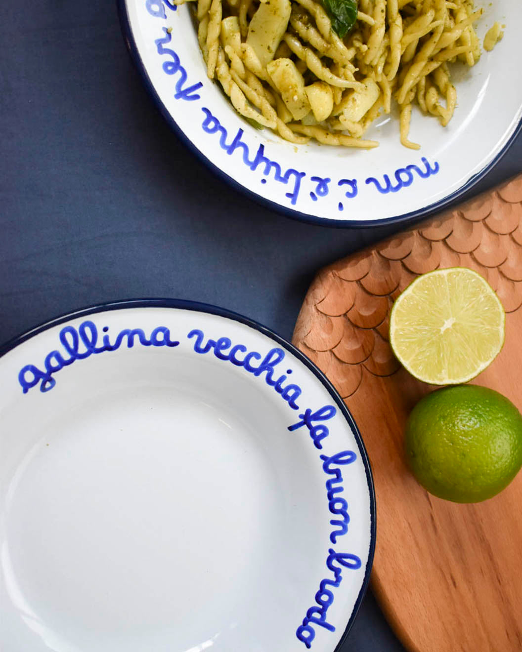 Hand written - vintage style enamel deep plate - Alt Means Old