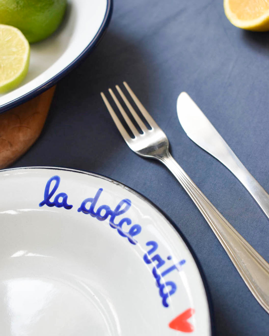 Hand written - vintage style enamel deep plate - Alt Means Old