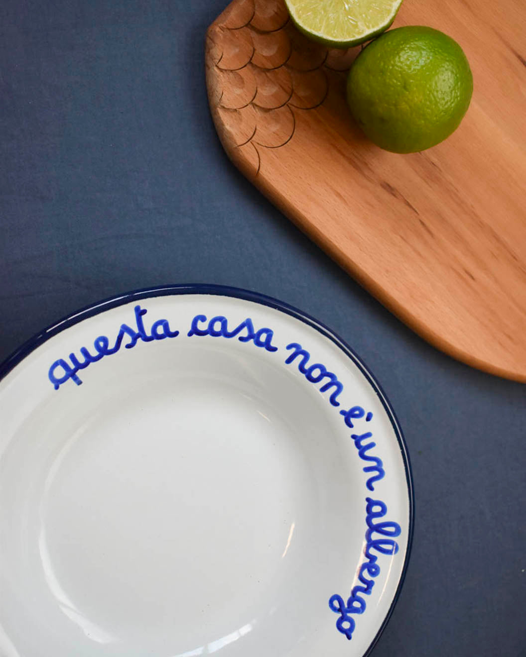 Hand written - vintage style enamel deep plate - Alt Means Old