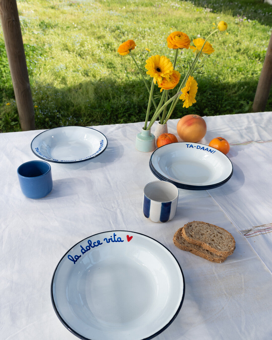 Assiette creuse émaillée "La dolce vita"