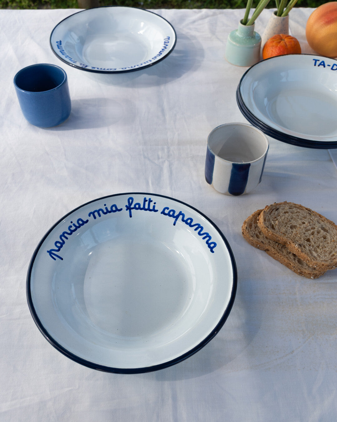 "Pancia mia fatti capanna" enamel deep plate