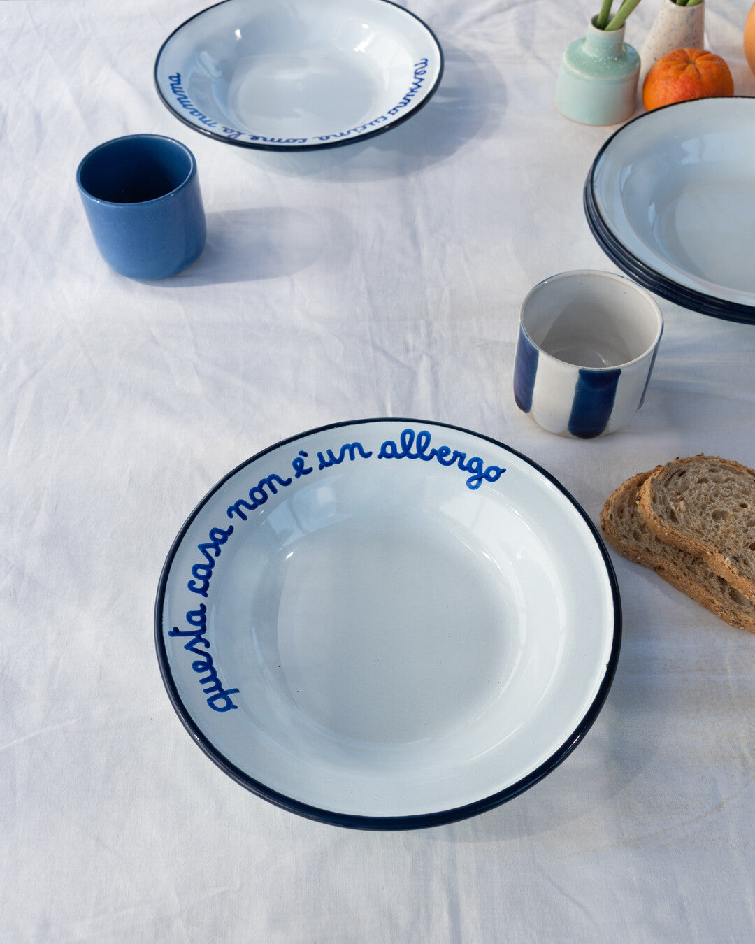 La maman italienne | Ensemble d'assiettes creuses en émail