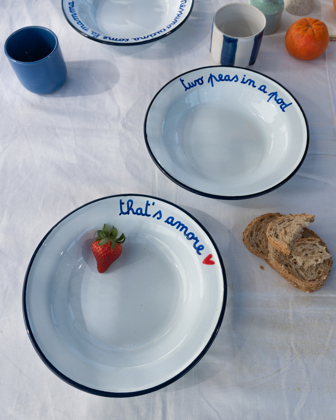 Enamel deep plate English MIX - Set of 6 (-10%)