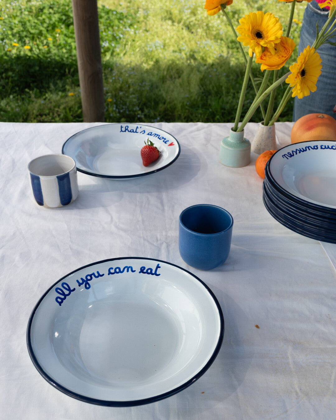 Enamel deep plate English MIX - Set of 6 (-10%)
