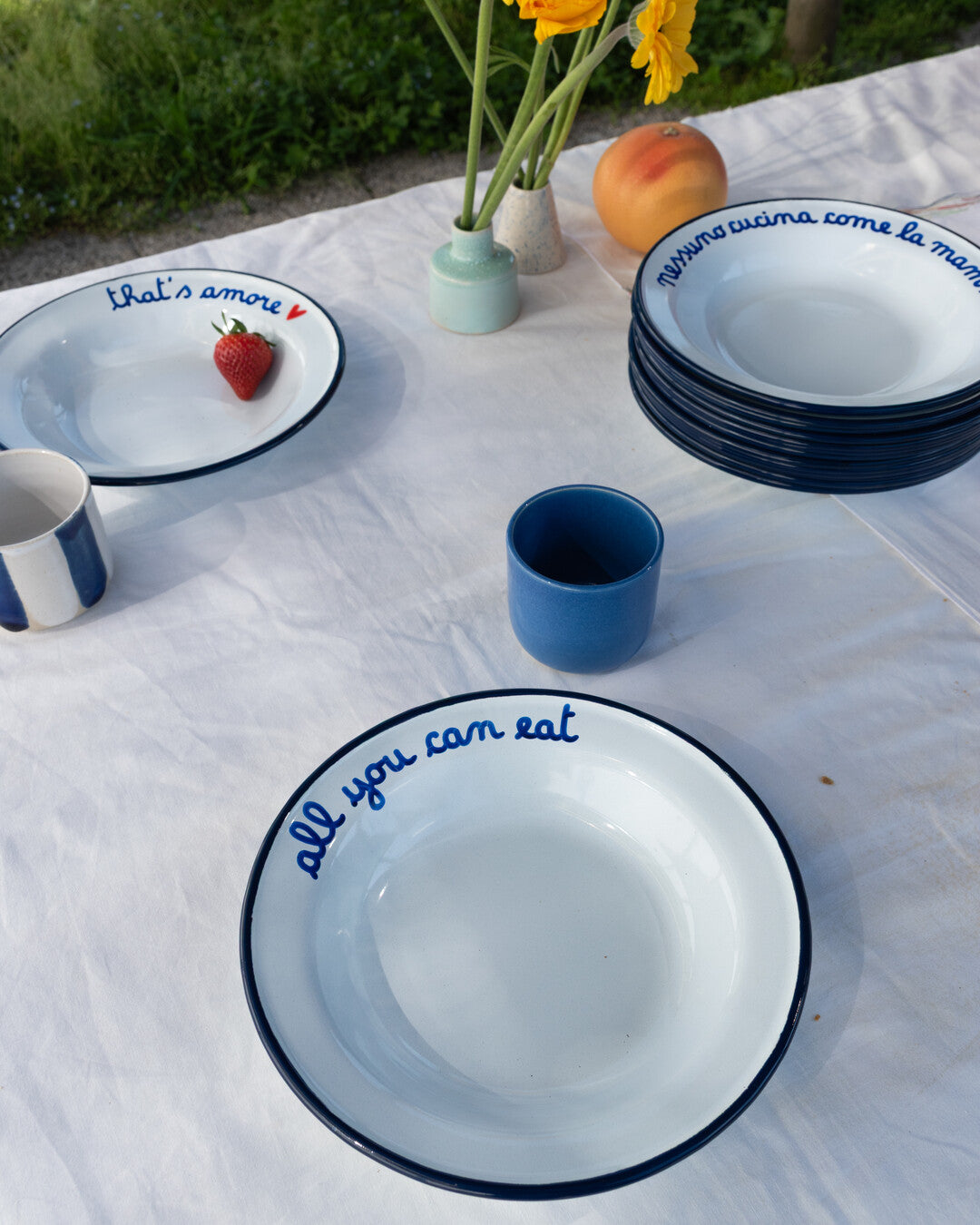 Enamel deep plate English MIX - Set of 6 (-10%)