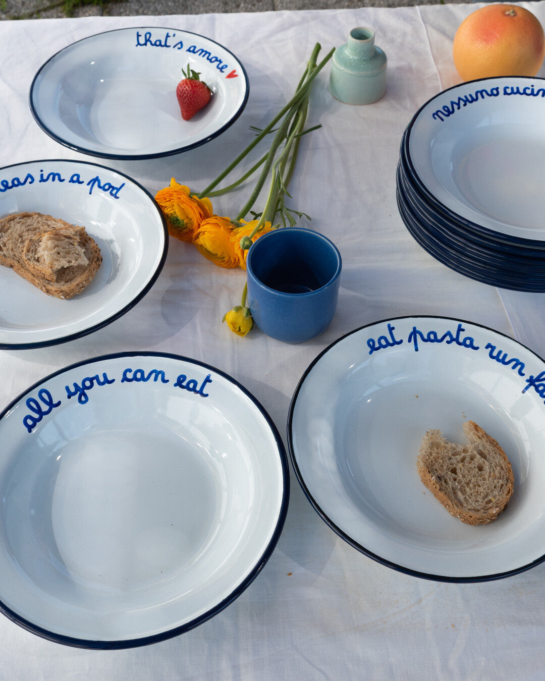 Enamel deep plate English MIX - Set of 6 (-10%)