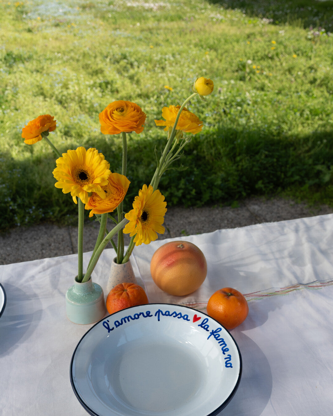 "L'amore passa la fame no" enamel deep plate