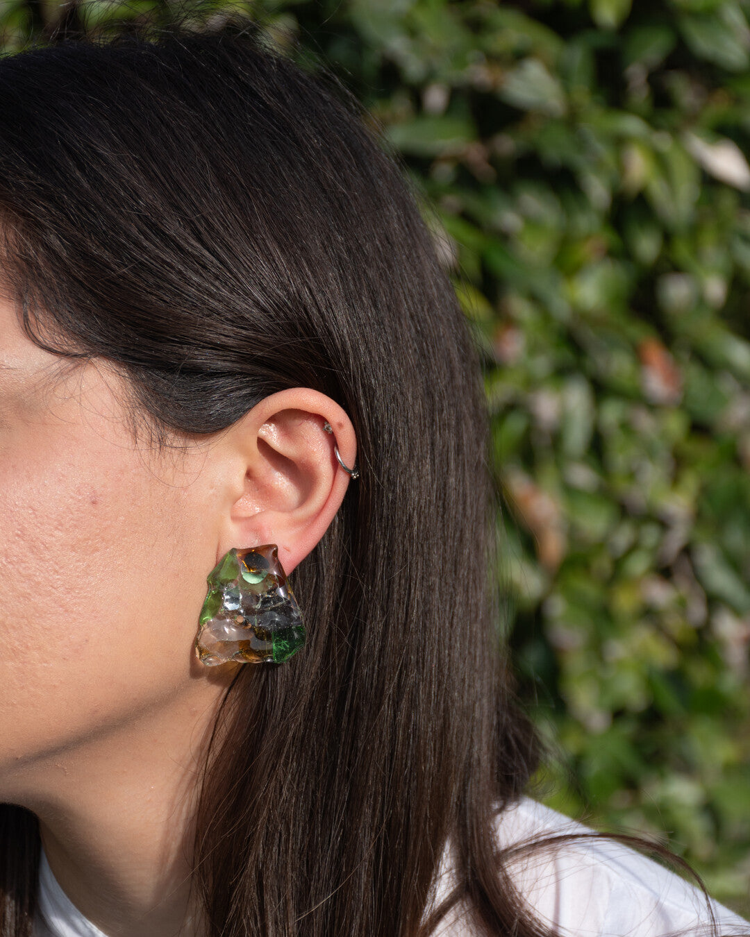 Puzzle upcycled earrings