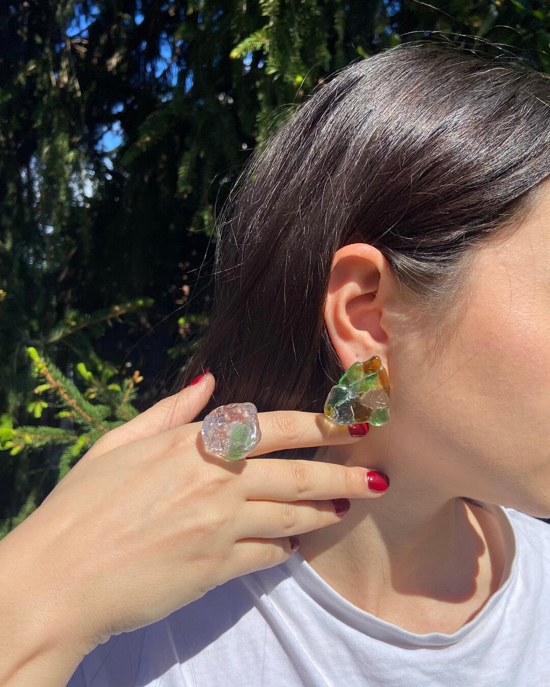 Puzzle upcycled earrings