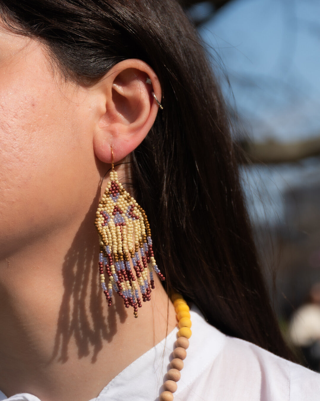 "Texas Moon" beaded earrings