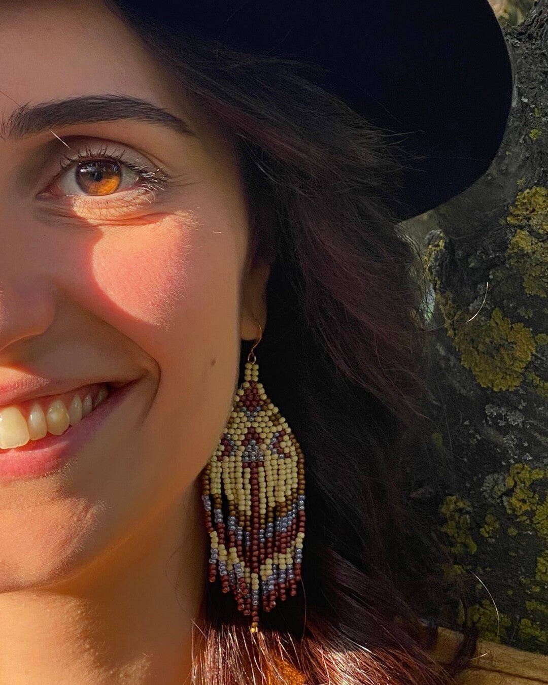 "Texas Moon" beaded earrings