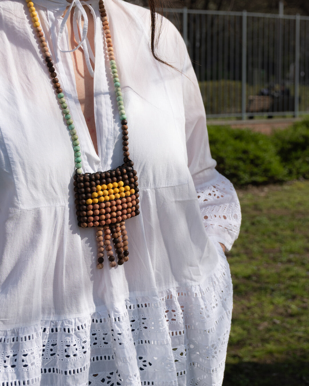 "Festival" beaded mini neck pouch