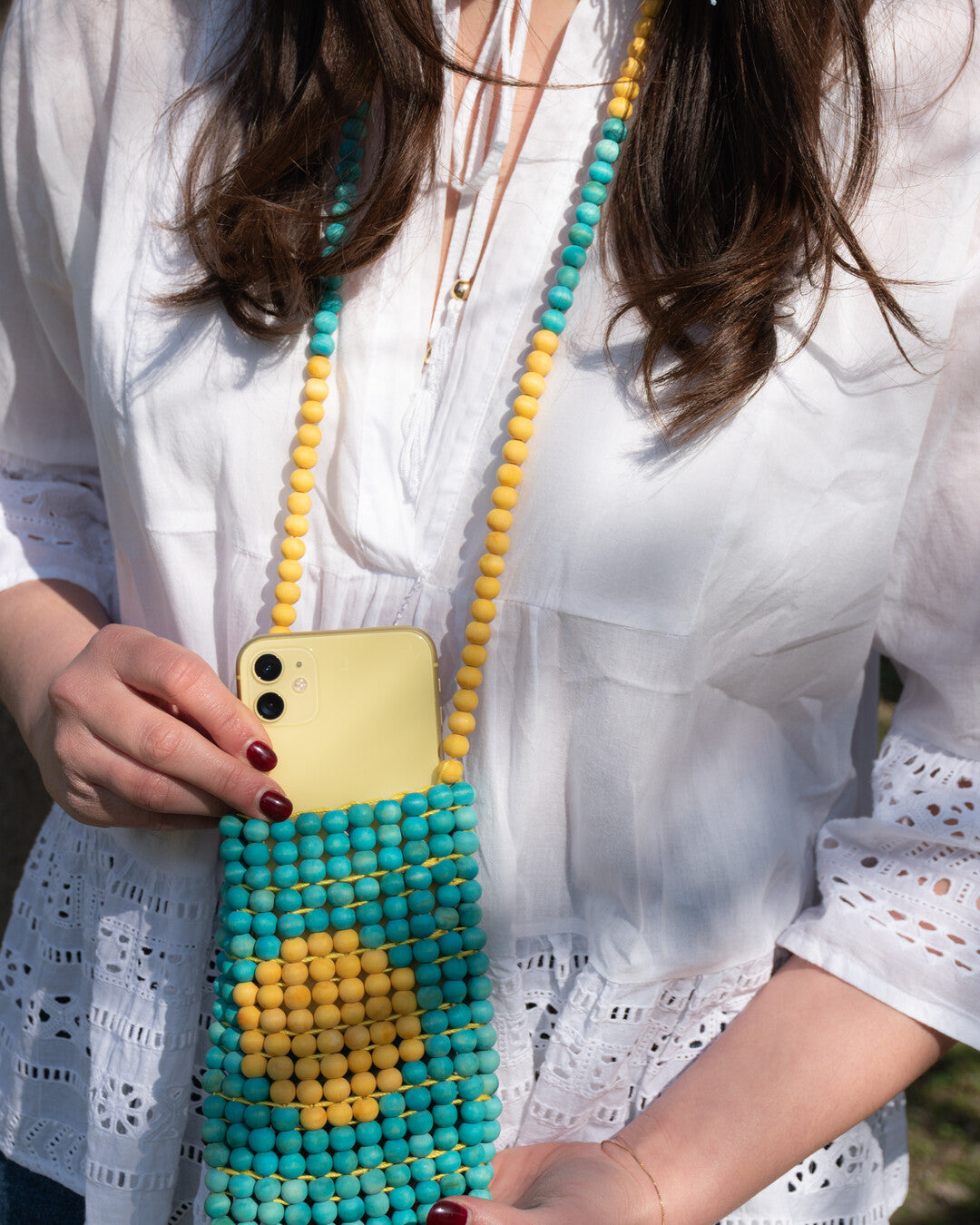 "Sun" beaded phone pouch