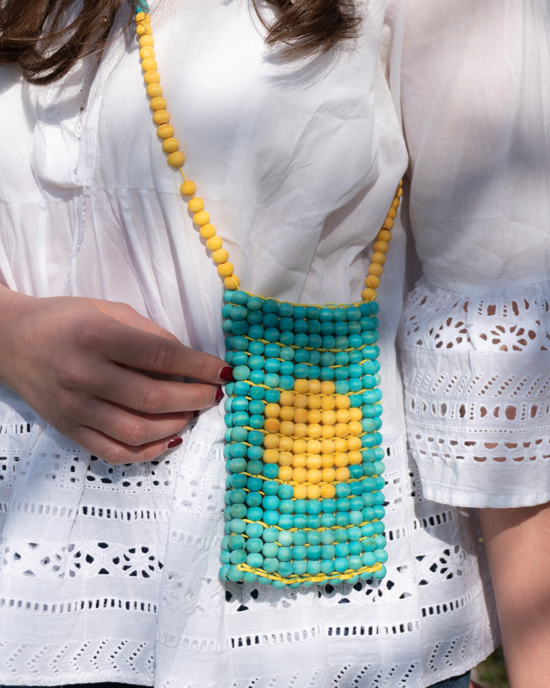 "Sun" beaded phone pouch