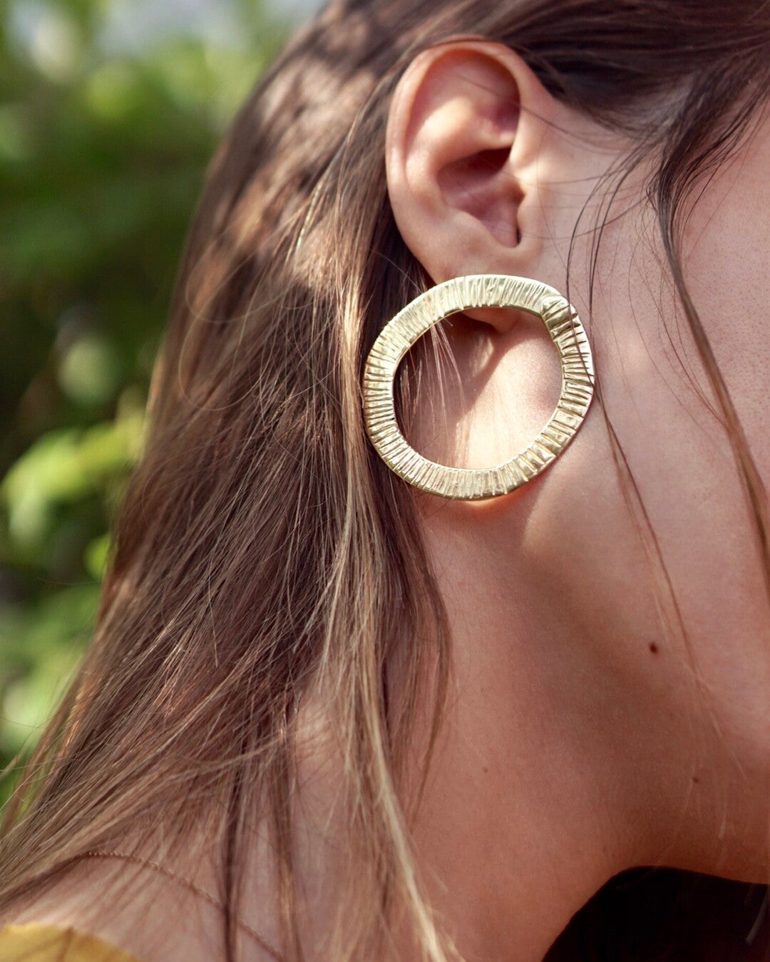 Handmade circle striped earrings - Benbar