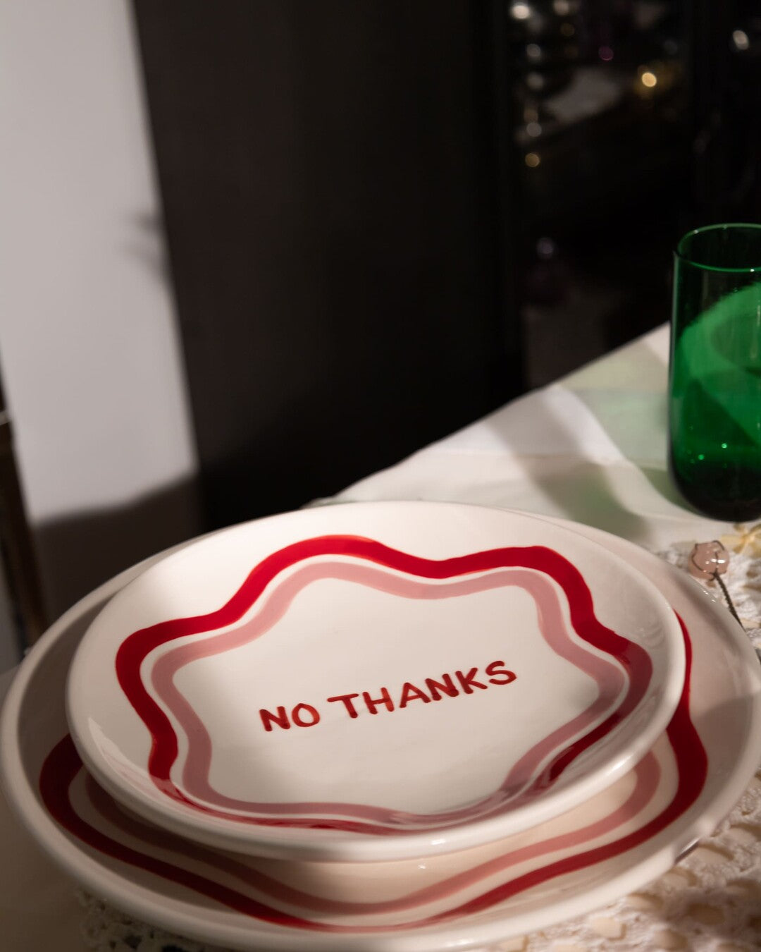 NO THANKS dessert plate