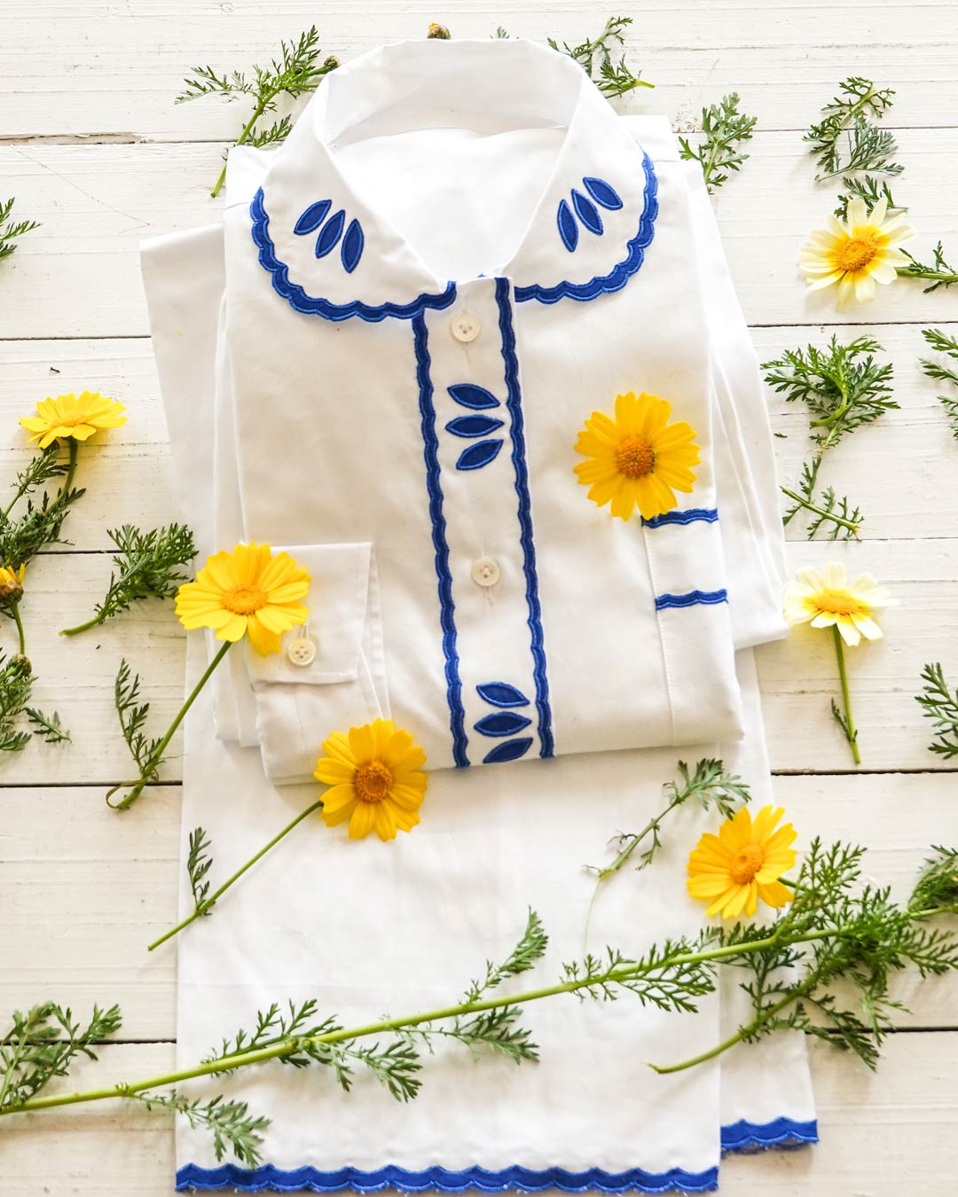 Ensemble Pyjama Luxe Brodé - Calce blanc