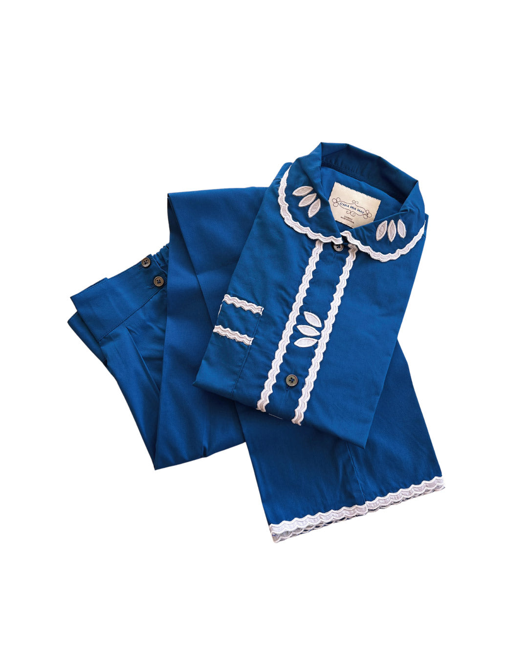 Embroidered Luxury Pyjamas Set - Majorelle blue