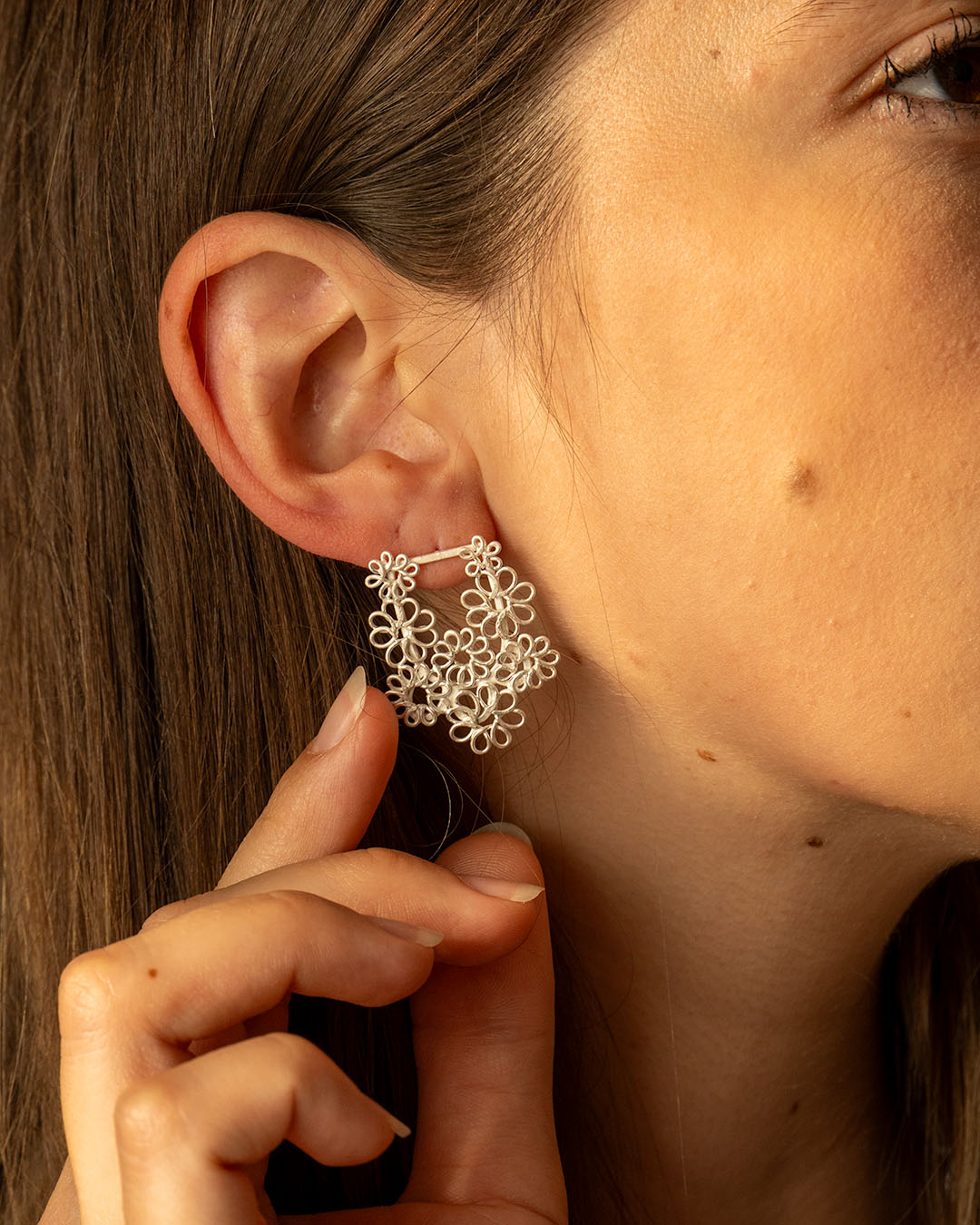 Lace Silver Filigree Earrings - Carla Movia