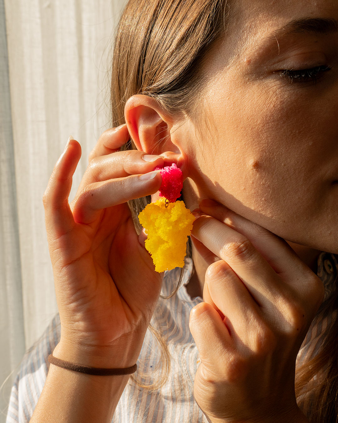 Double Sugar Earrings - Pink and yellow - Carla Movia