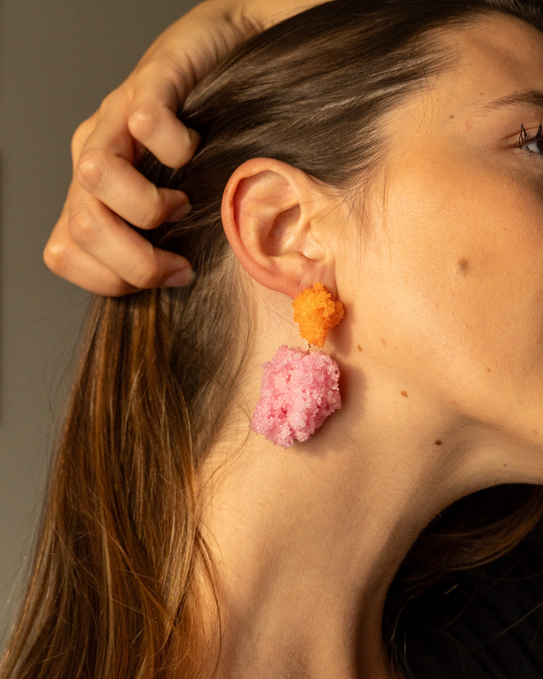 Double Sugar Earrings - Pink and orange - Carla Movia