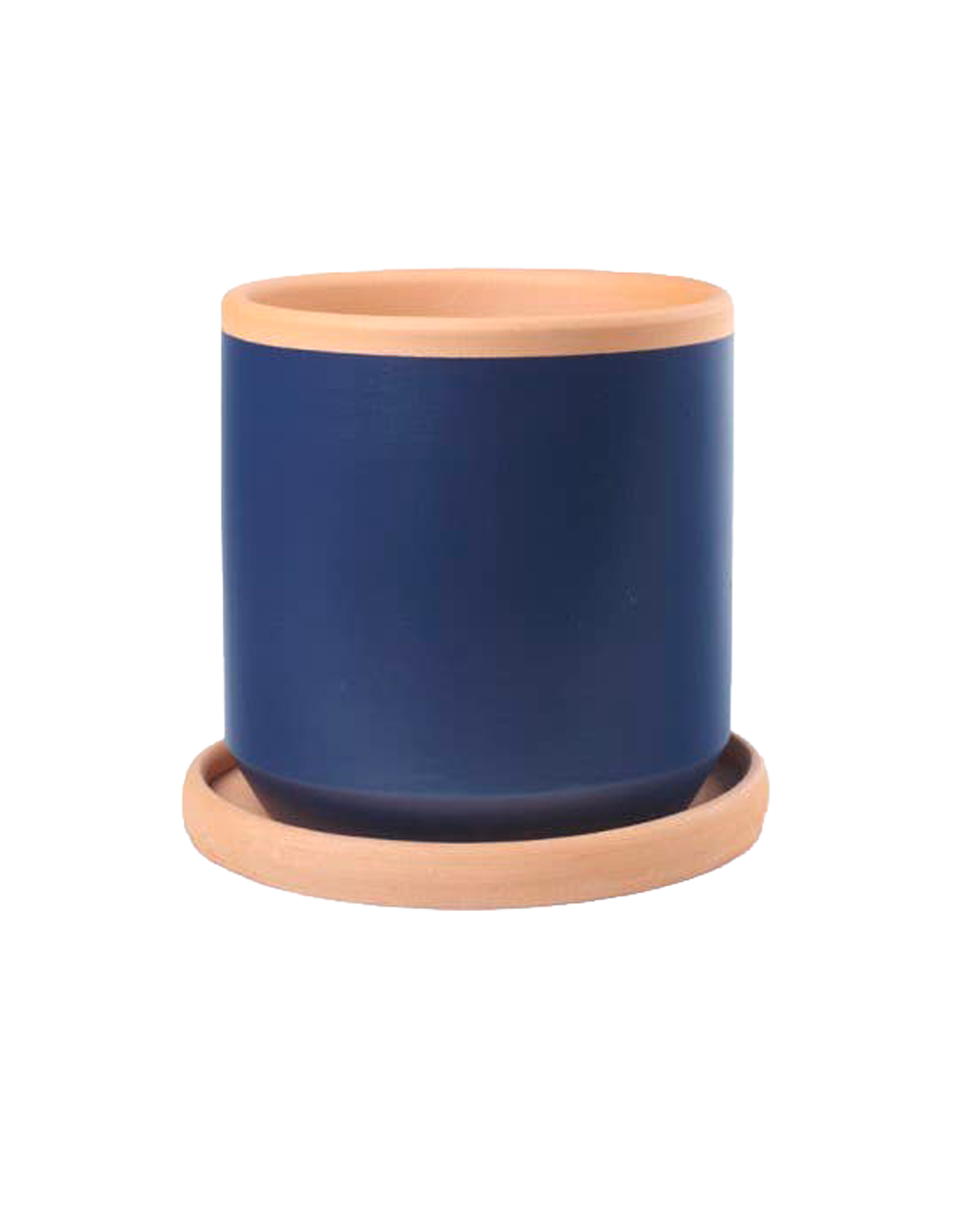 Painted clay pot with saucer – Medium