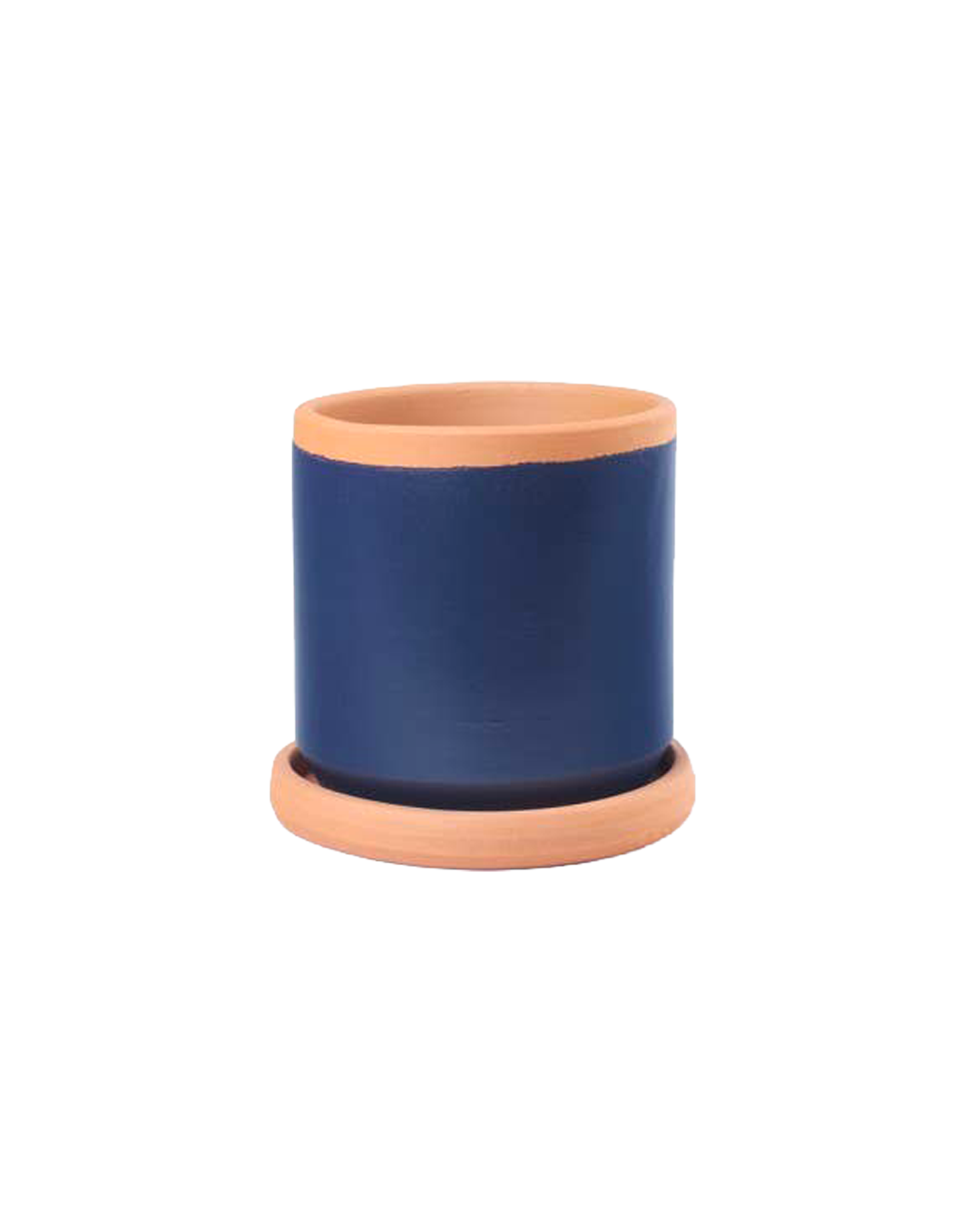 Painted clay pot with saucer – Small
