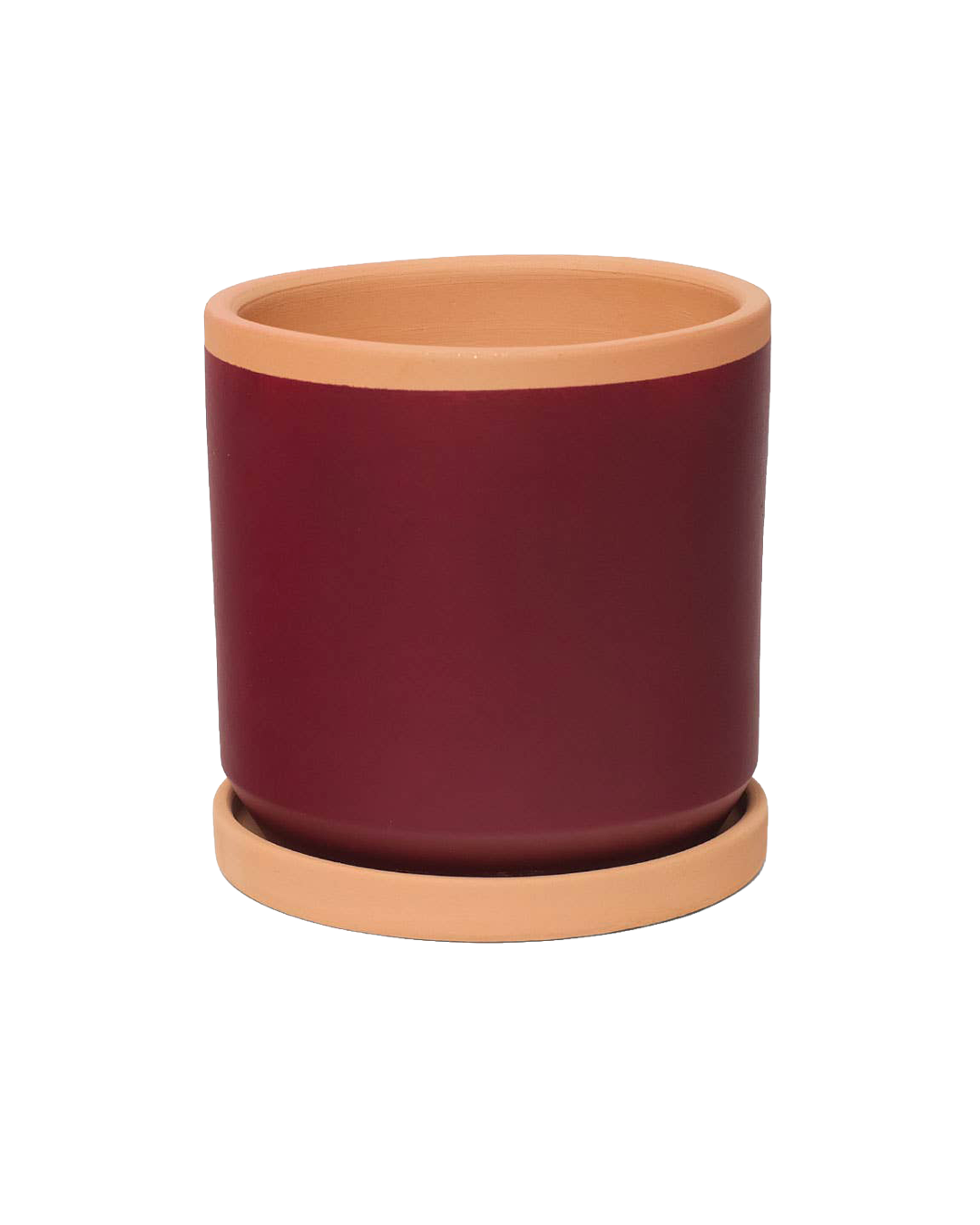 Painted clay pot with saucer – Medium