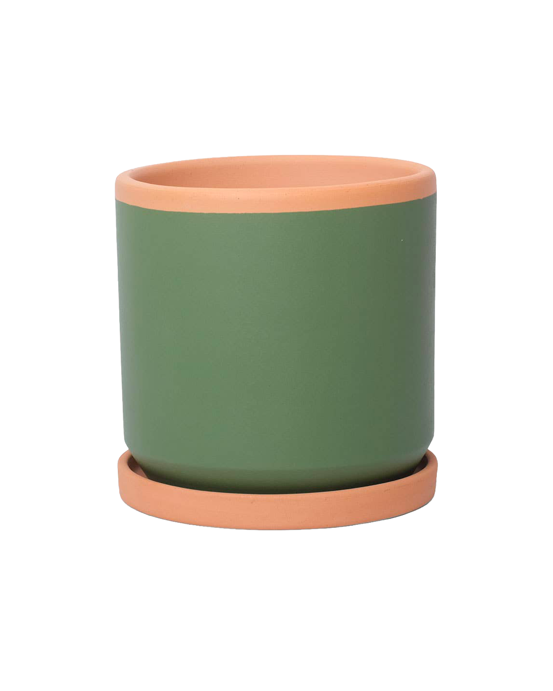 Painted clay pot with saucer – Medium