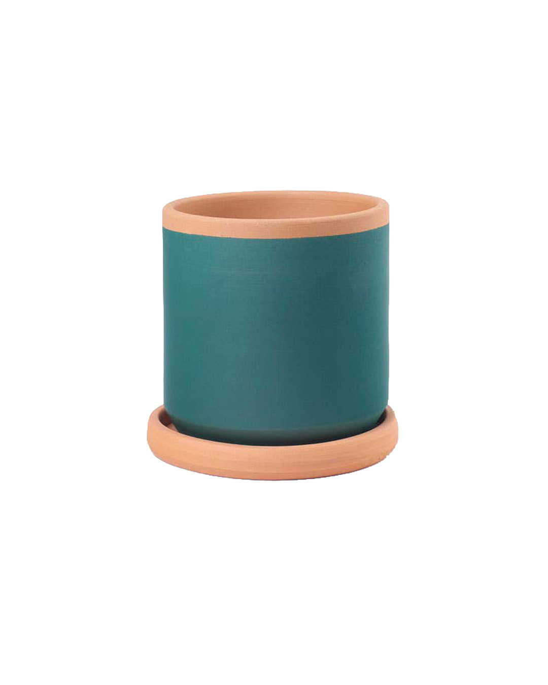 Painted clay pot with saucer – Small