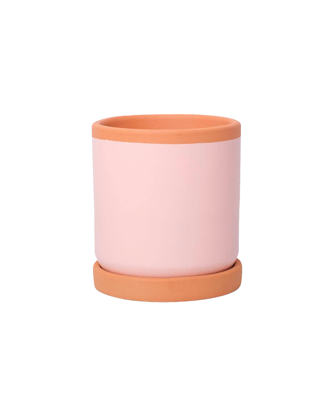 Painted clay pot with saucer – Small