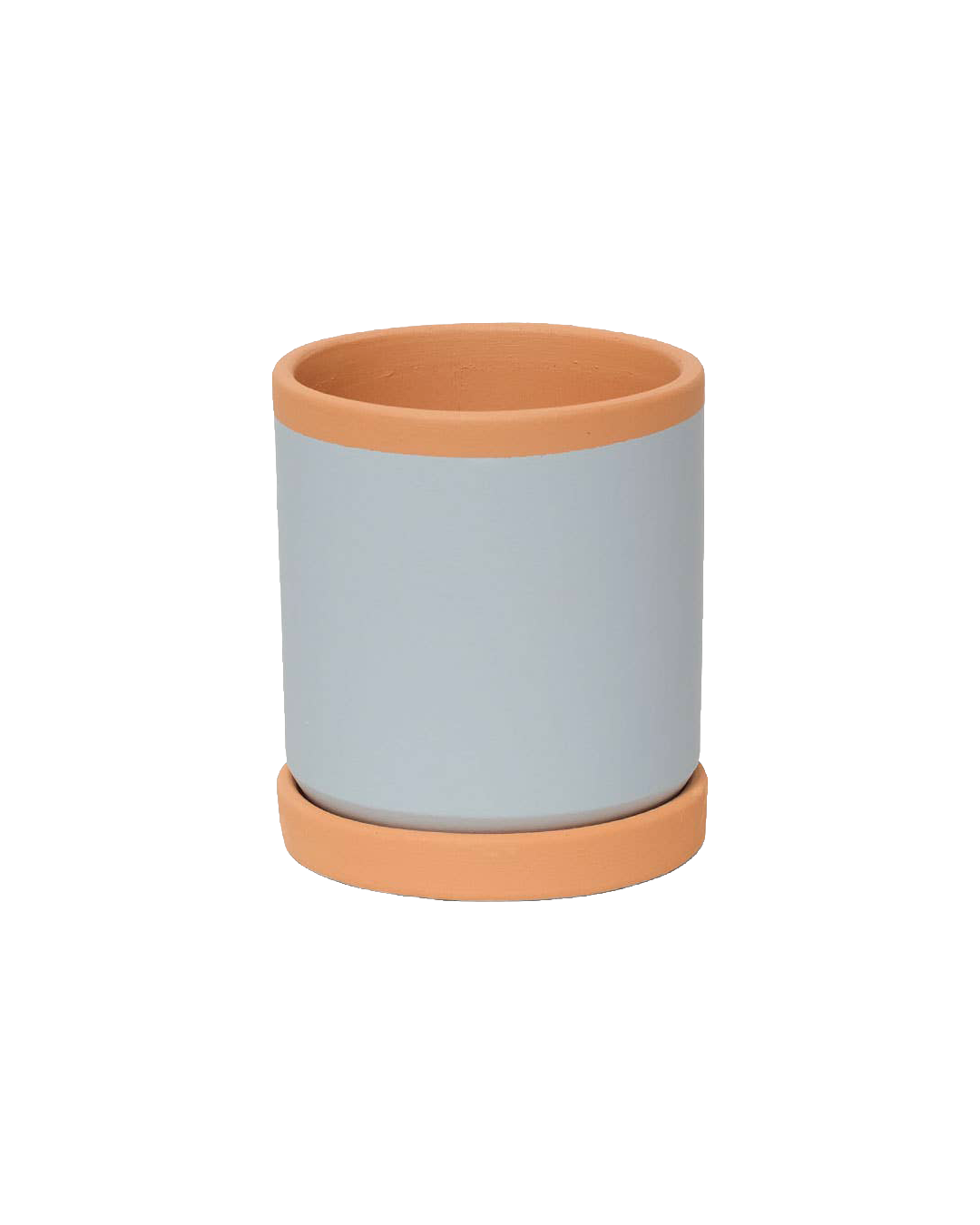Painted clay pot with saucer – Small