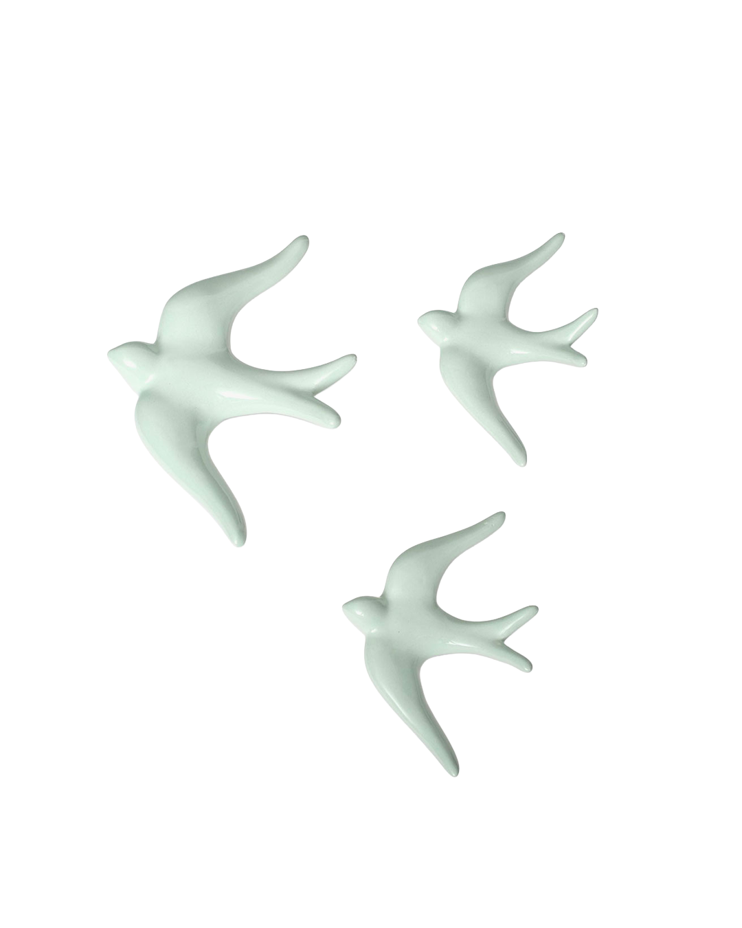 Glazed ceramic swallows (set of 3)