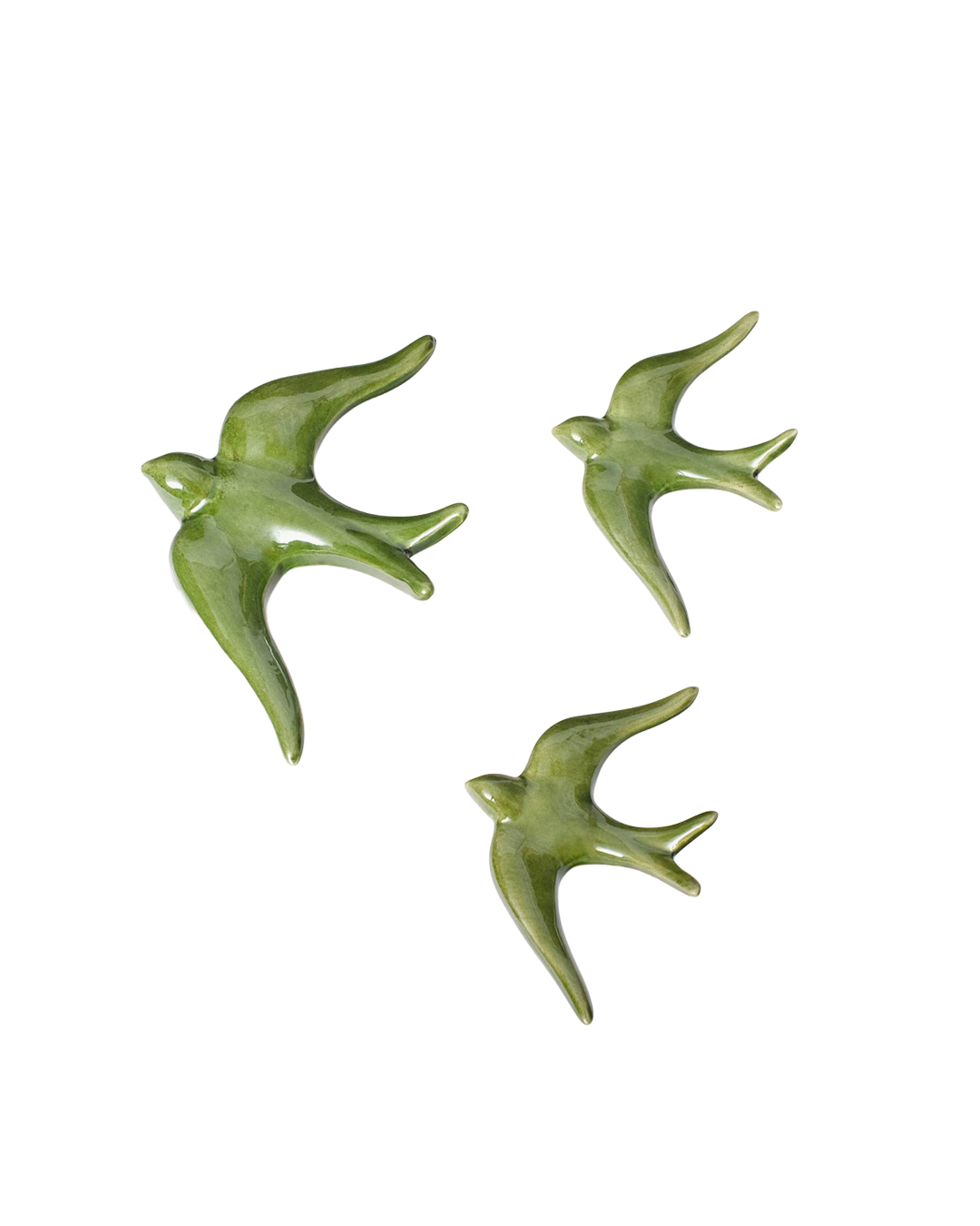 Glazed ceramic swallows (set of 3)