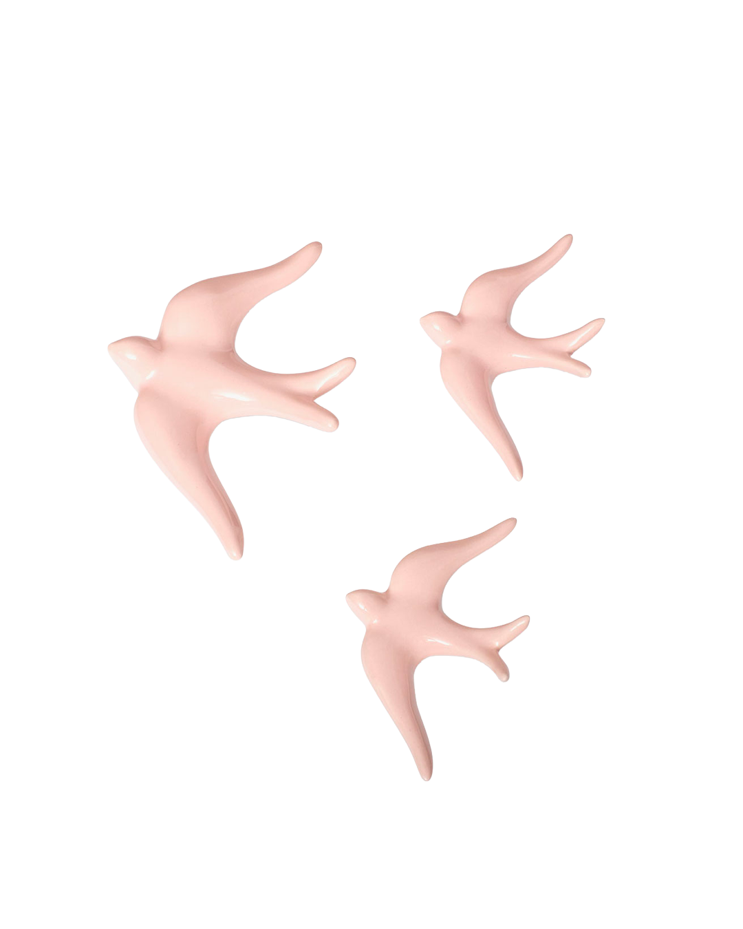 Glazed ceramic swallows (set of 3)