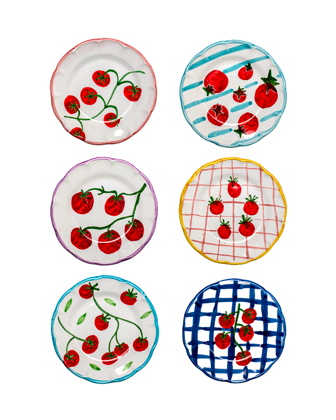 Tomato Breakfast Plates MIX - Set of 6