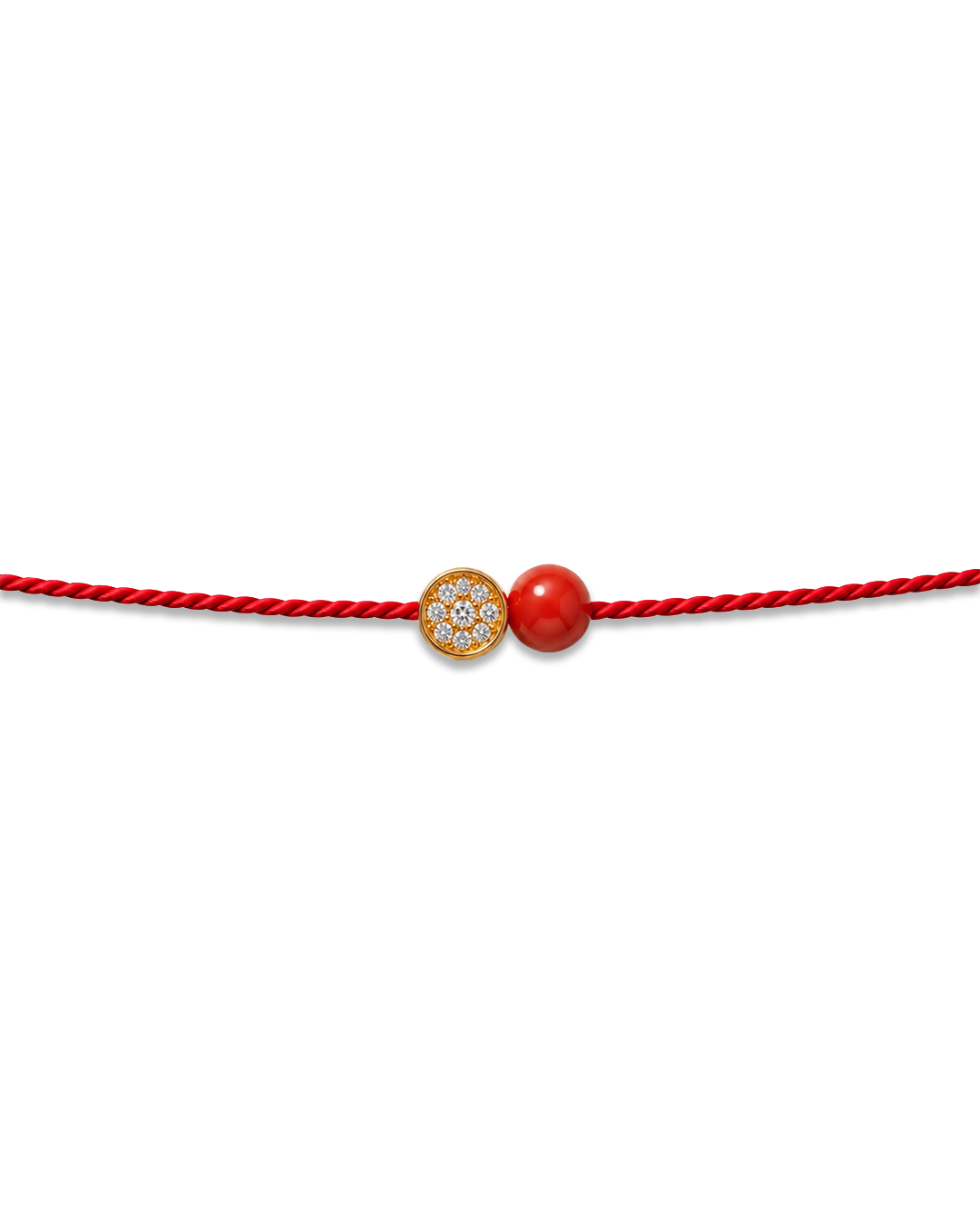 Mystique Cahetel Red Coral Charm Silk Bracelet