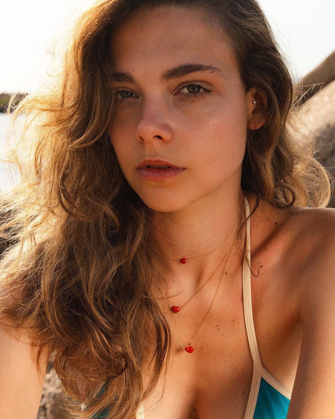 Porto Cervo Red Coral Heart Necklace