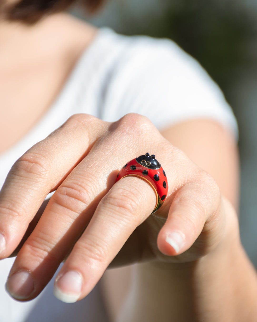 LadyBug ring bug gold handmade handcrafted