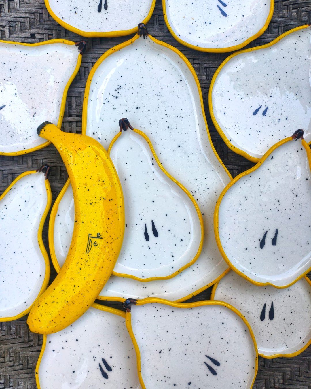 Handmade ceramic banana and pear plate- Federica Massimi